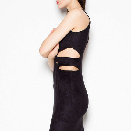 Chic Venaton Suede Cut-Out Evening Dress