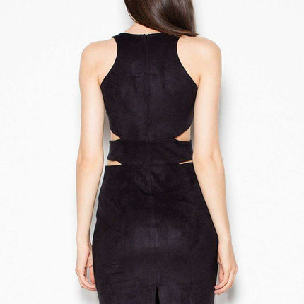 Chic Venaton Suede Cut-Out Evening Dress