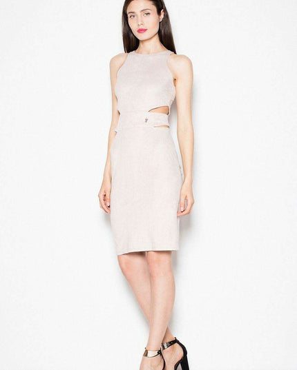 Chic Venaton Suede Cut-Out Evening Dress