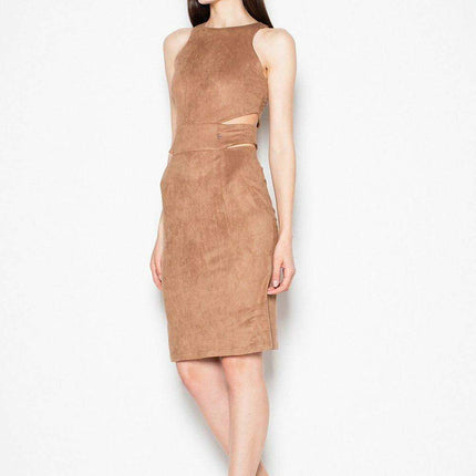 Chic Venaton Suede Cut-Out Evening Dress