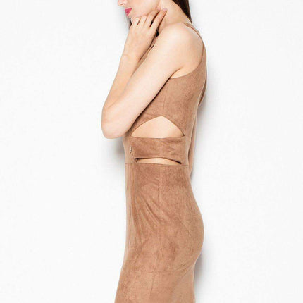 Chic Venaton Suede Cut-Out Evening Dress