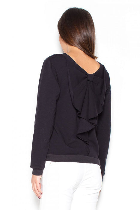 Elegant Sweatshirt Blouse with Back Bow