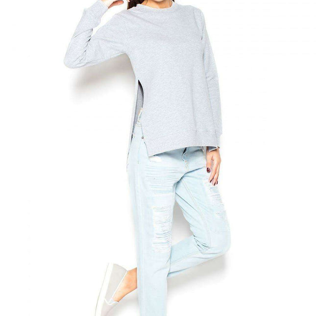 Sleek Black Cotton Blouse with Trendy Side Slits for Effortless Style