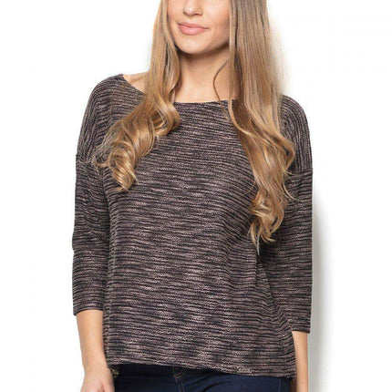 Chic Sheer-Back Mélange Top