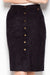 Elegant Suede Midi Skirt with Button Detail
