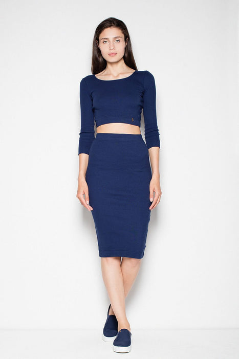 Chic Cotton Crop Top and Pencil Skirt Set