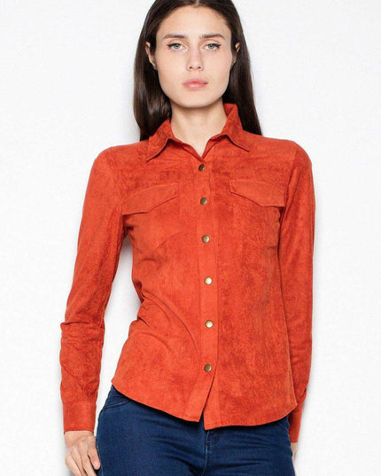 Venaton Suede Long Sleeve Shirt: Classic Style with Modern Metallic Details