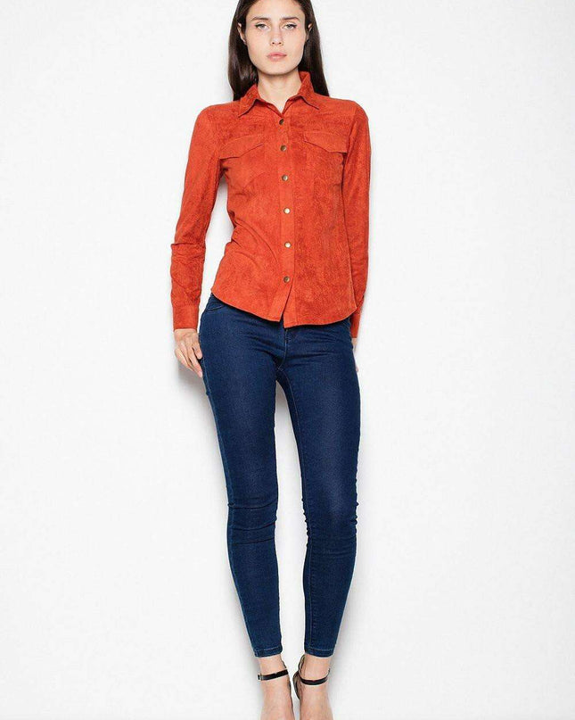 Venaton Suede Long Sleeve Shirt: Classic Style with Modern Metallic Details