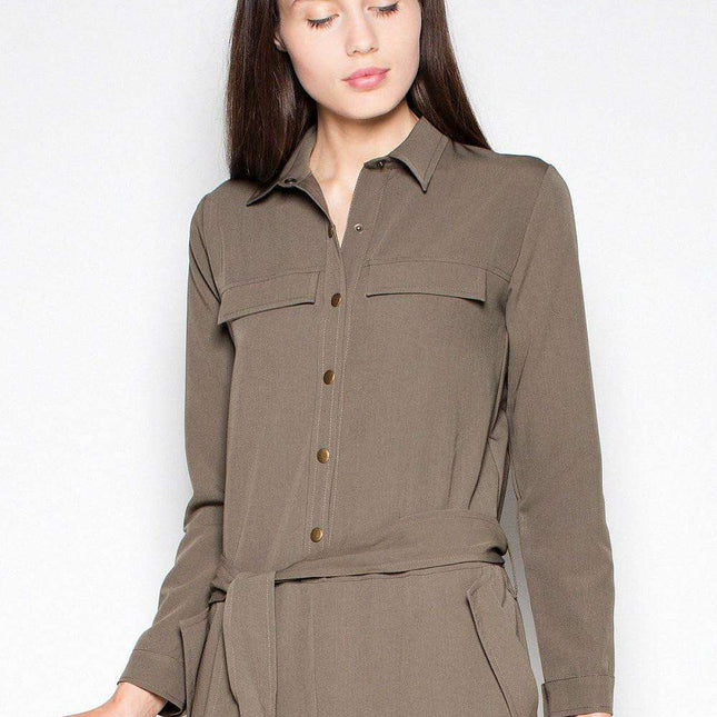 Elegant Waist-Tie Long-Sleeve Jumpsuit for All Occasions