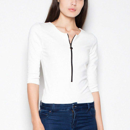 Chic Curve-Enhancing Zip-Up Bodysuit - Perfect for Trendy Denim Looks