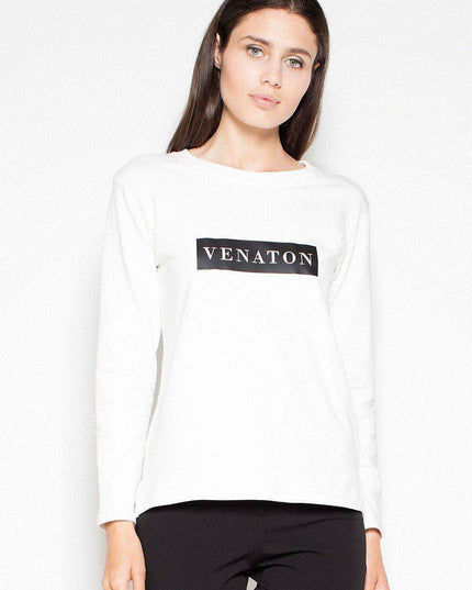 Venaton Unique Print Asymmetrical Hem Blouse in Cotton