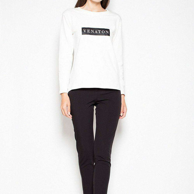 Venaton Unique Print Asymmetrical Hem Blouse in Cotton