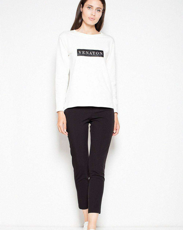 Venaton Unique Print Asymmetrical Hem Blouse in Cotton