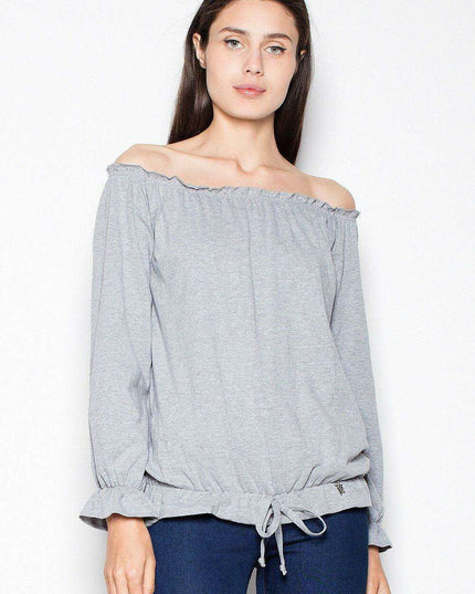 Chic Pleated Long Sleeve Cotton Top
