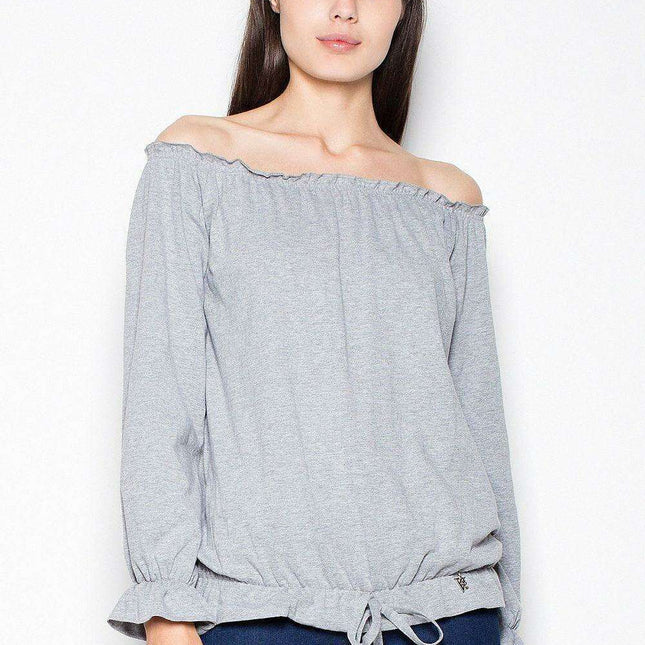 Chic Pleated Long Sleeve Cotton Top