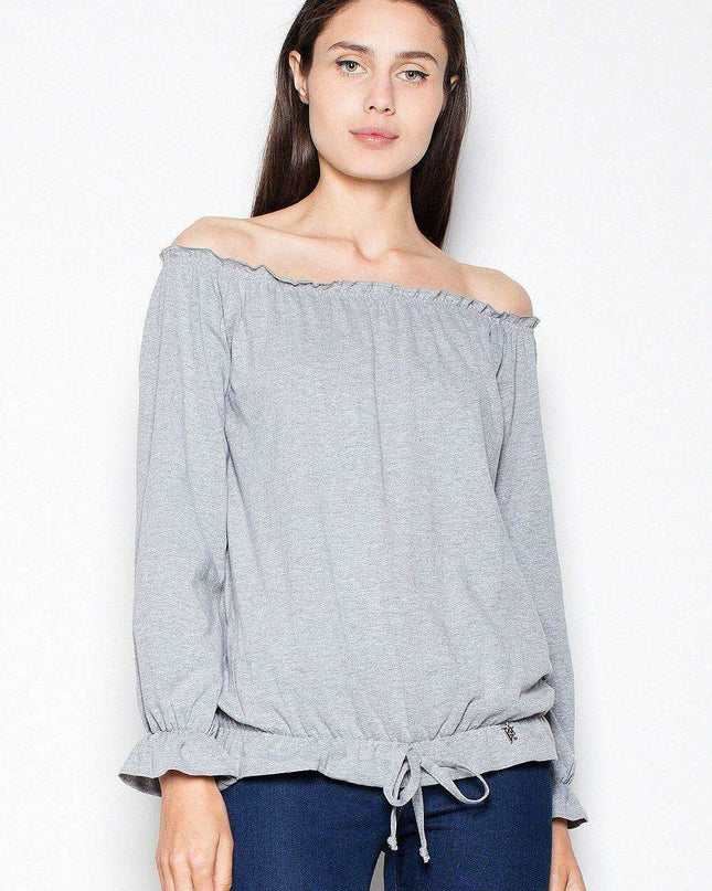 Chic Pleated Long Sleeve Cotton Top