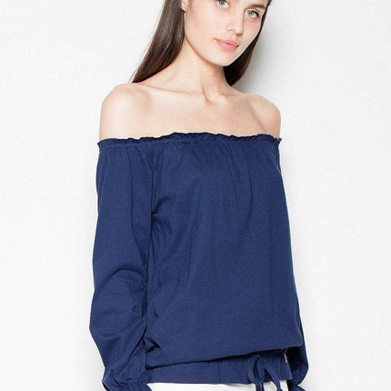 Chic Pleated Long Sleeve Cotton Top