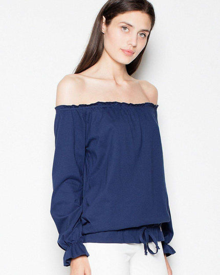 Chic Pleated Long Sleeve Cotton Top