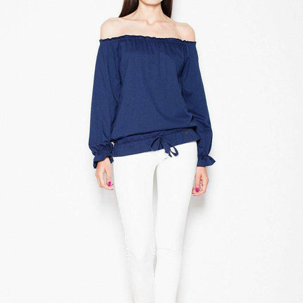 Chic Pleated Long Sleeve Cotton Top