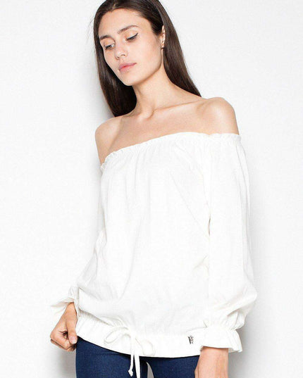 Chic Pleated Long Sleeve Cotton Top