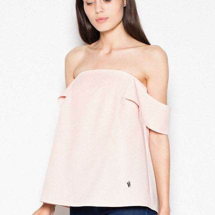 Chic Golden Zipper Flounce Sleeve Blouse