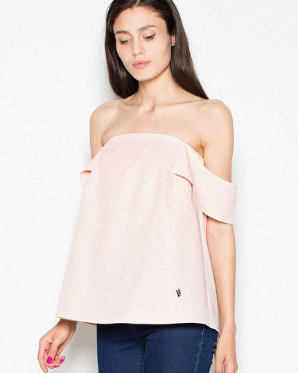 Chic Golden Zipper Flounce Sleeve Blouse