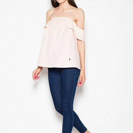 Chic Golden Zipper Flounce Sleeve Blouse