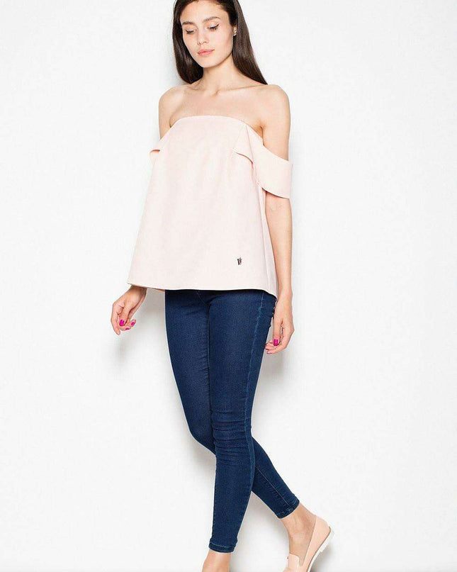 Chic Golden Zipper Flounce Sleeve Blouse