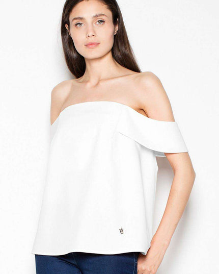 Chic Golden Zipper Flounce Sleeve Blouse