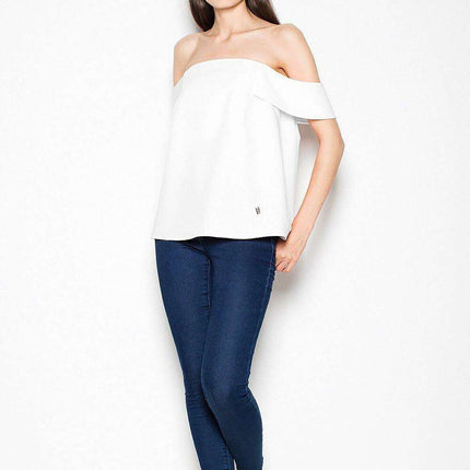 Chic Golden Zipper Flounce Sleeve Blouse