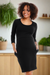 Stylish Knitted Maternity and Nursing Dress with Hidden Breastfeeding Panel and Convenient Pockets