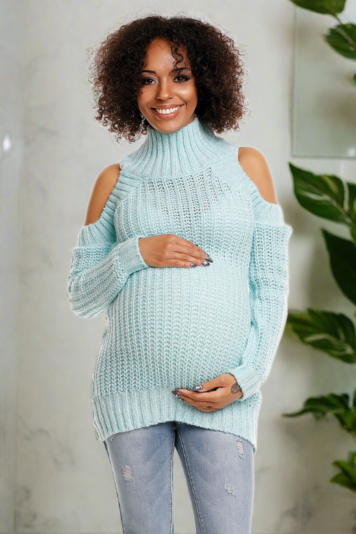 Snug Maternity Sweater with Peekaboo Shoulders