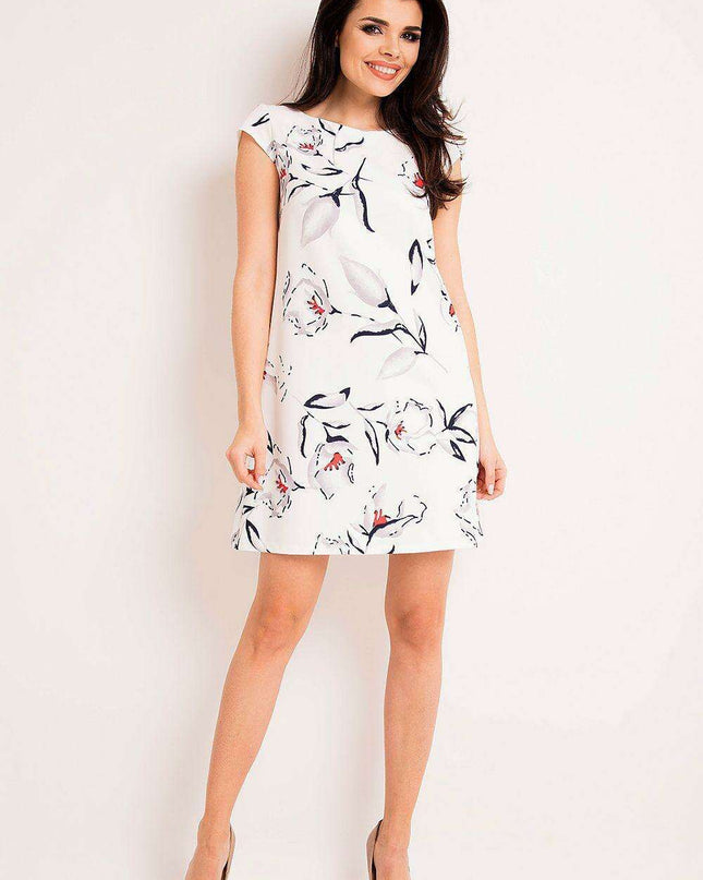 Ecru Floral Short Sleeve Day Dress: Your Chic Wardrobe Essential