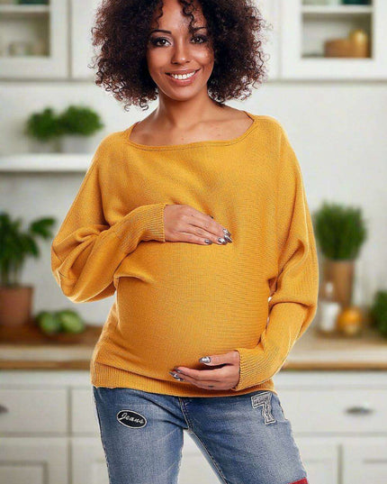 Chic Peekaboo Shoulder Maternity Kimono Sweater