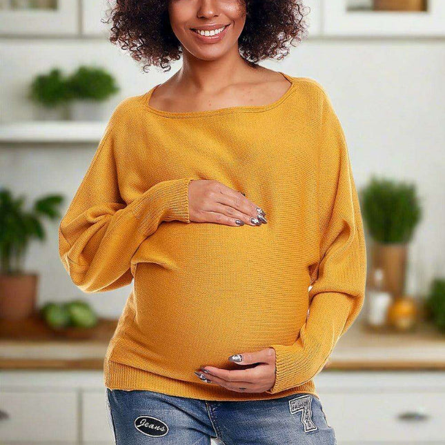 Chic Peekaboo Shoulder Maternity Kimono Sweater