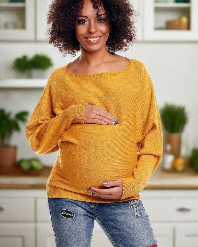 Chic Peekaboo Shoulder Maternity Kimono Sweater