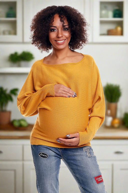 Maternity Peekaboo Oversized Sweater with Shoulder Peek-a-Boo Detail