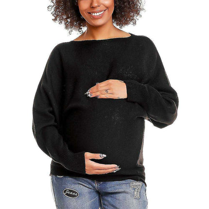 Maternity Oversized Peekaboo Shoulder Sweater for Stylish Moms-to-Be