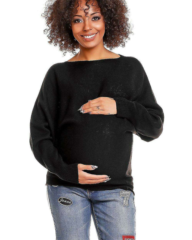 Maternity Oversized Peekaboo Shoulder Sweater for Stylish Moms-to-Be