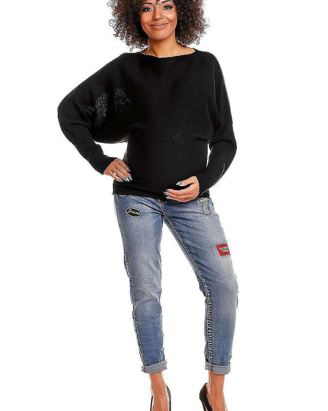 Maternity Oversized Peekaboo Shoulder Sweater for Stylish Moms-to-Be