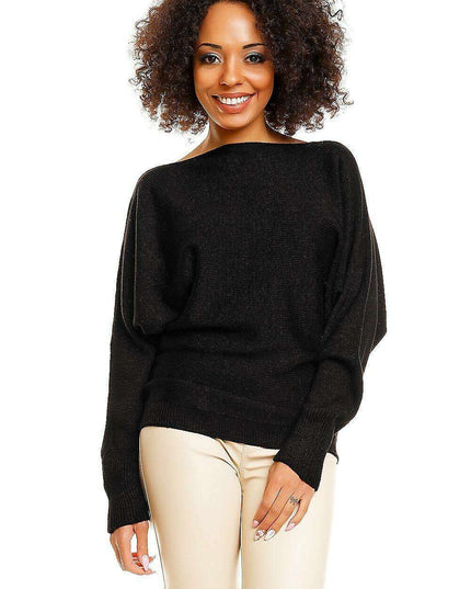 Chic Oversized Batwing Kimono Sweater with Elegant Boat Neck
