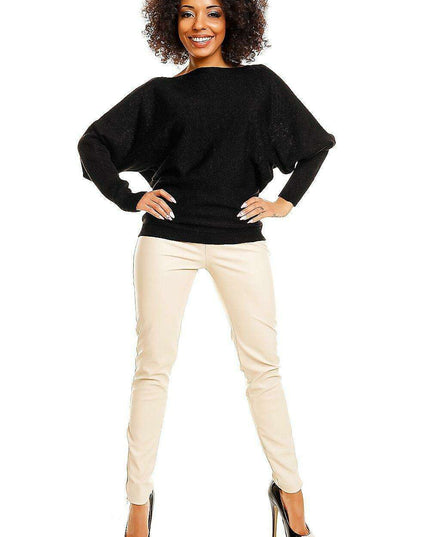 Chic Oversized Batwing Kimono Sweater with Elegant Boat Neck