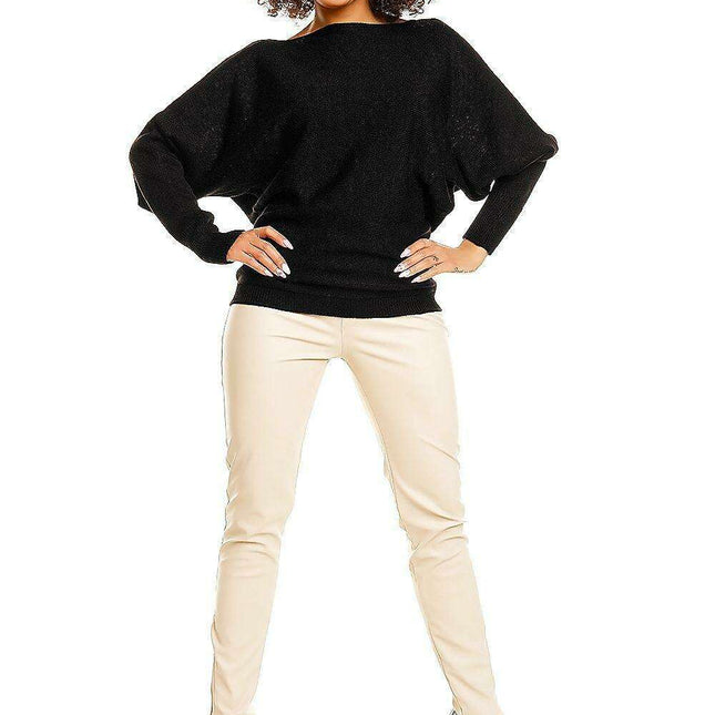 Chic Oversized Batwing Kimono Sweater with Elegant Boat Neck