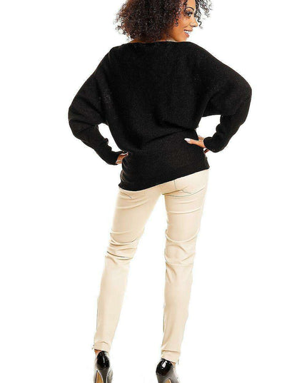 Chic Oversized Batwing Kimono Sweater with Elegant Boat Neck