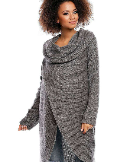 Chic Asymmetrical Maternity Turtleneck Sweater for Expecting Mothers