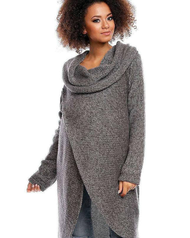 Chic Asymmetrical Maternity Turtleneck Sweater for Expecting Mothers