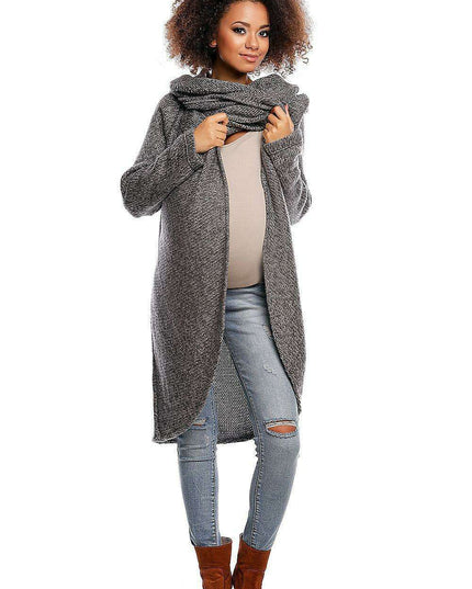 Chic Asymmetrical Maternity Turtleneck Sweater for Expecting Mothers