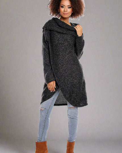 Elegant Asymmetrical Turtleneck Knit Sweater - Winter Fashion Must-Have