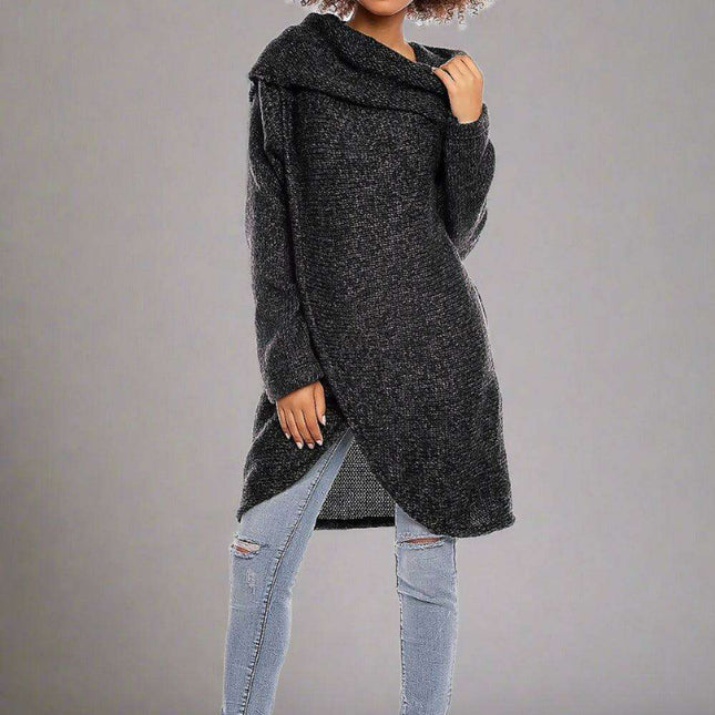 Elegant Asymmetrical Turtleneck Knit Sweater - Winter Fashion Must-Have