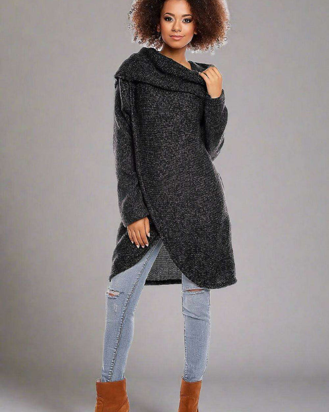 Elegant Asymmetrical Turtleneck Knit Sweater - Winter Fashion Must-Have